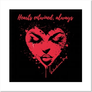 Hearts entwined, always. A Valentines Day Celebration Quote With Heart-Shaped Woman Posters and Art